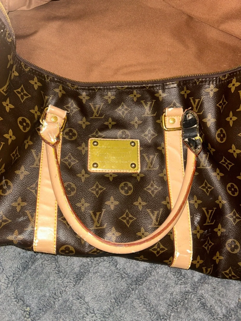 Brown Monogram Canvas Tote with Natural Leather Trim - Picture 2 of 6